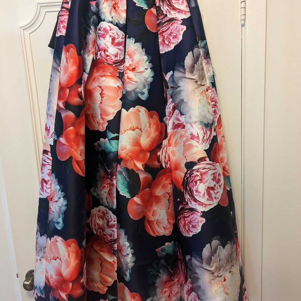 Full length with train floral skirt